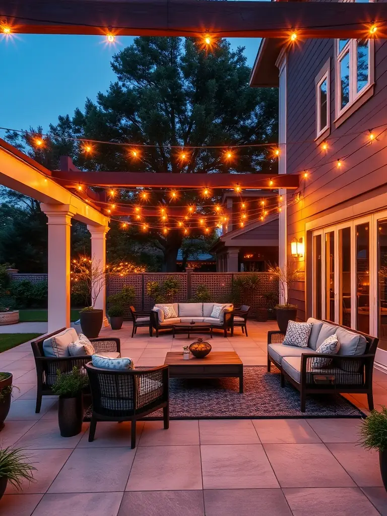 A beautifully designed patio with stone pavers and an outdoor fireplace, highlighting T&M General Construction's expertise in creating outdoor living spaces.